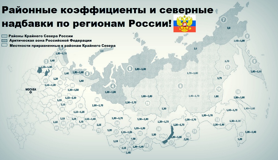 Районные коэффициенты и северные надбавки по регионам России